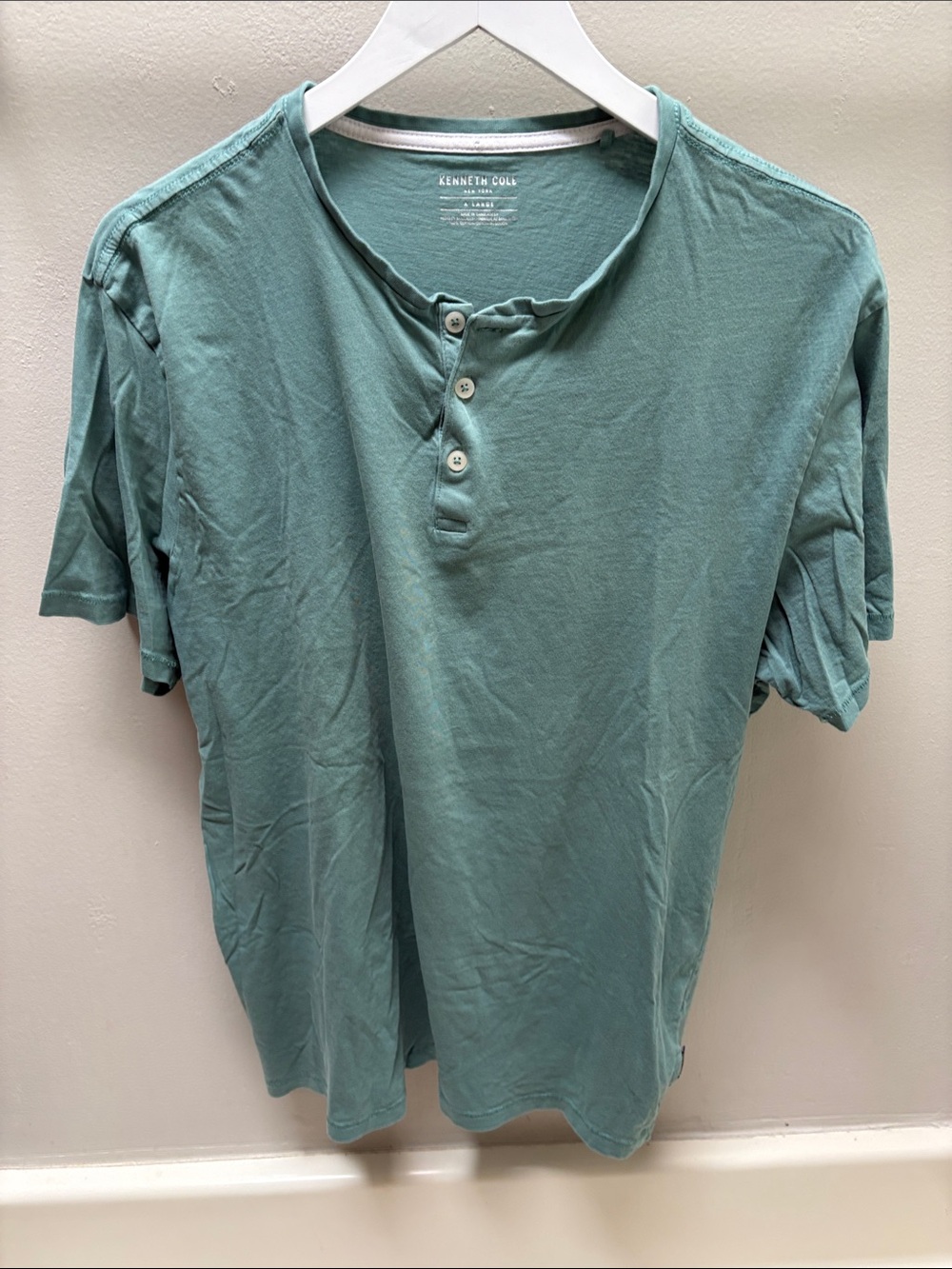 Kenneth Cole Men's Seafoam Green Short Sleeve Henley